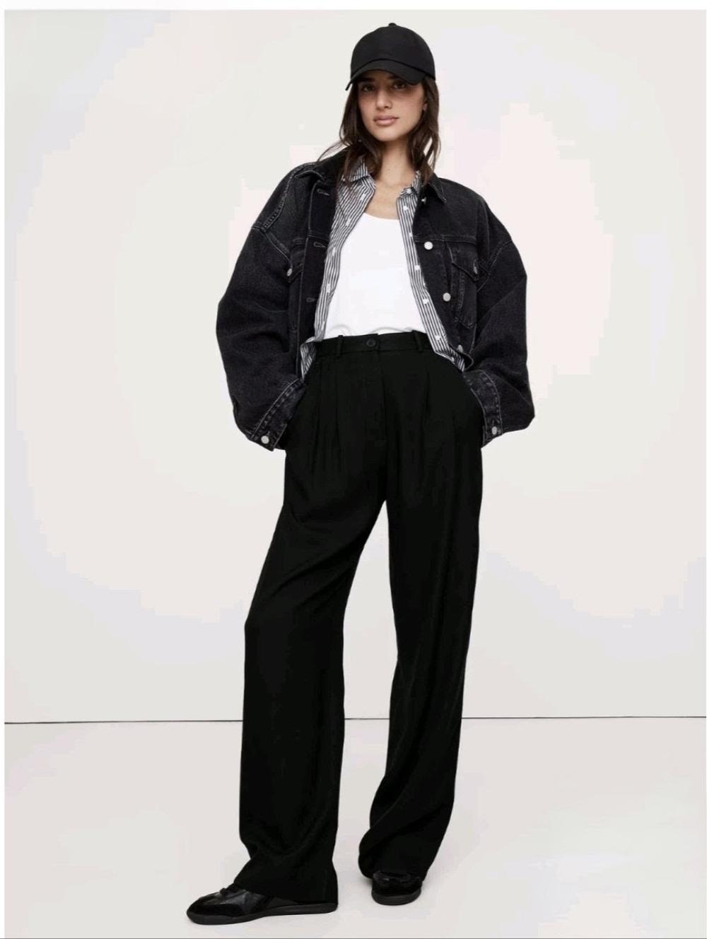Banana Republic Black Wide-Leg Trousers
